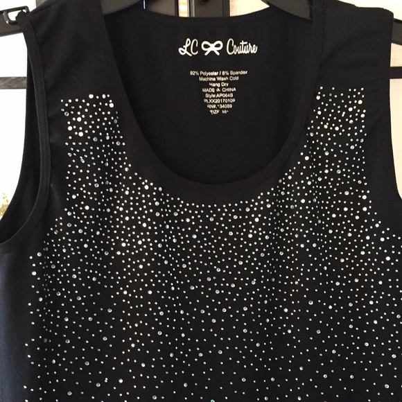 LC COUTURE Tops - NEW BLACK SPARKLY RHINESTONE TANK TOP